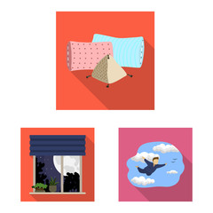 Vector illustration of dreams and night logo. Set of dreams and bedroom vector icon for stock.