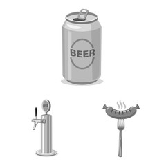 Vector illustration of pub and bar sign. Set of pub and interior vector icon for stock.