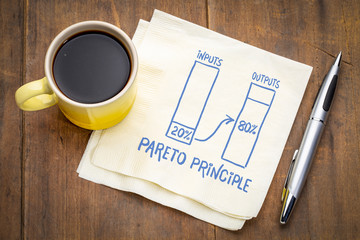 Pareto 80-20 principle concept on napkin
