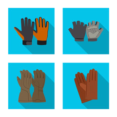 Isolated object of glove and winter logo. Set of glove and equipment stock symbol for web.