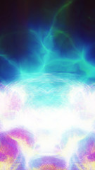 Obraz na płótnie Canvas 3d render, incredibly beautiful transparent water, shining plasma, cosmic fog, smoke reflection, purple spots, water depth, reflection of glow, creation process, alchemy