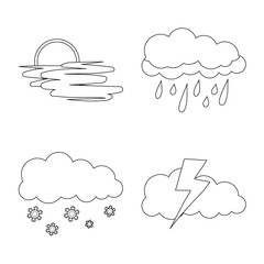 Vector design of weather and climate sign. Set of weather and cloud stock vector illustration.