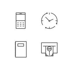 business simple outlined icons set