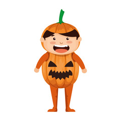 boy dressed up as a halloween pumpkin