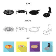 Isolated object of pizza and food logo. Collection of pizza and italy vector icon for stock.