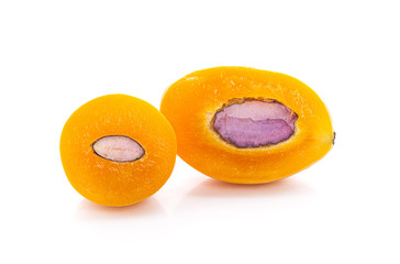 sweet Marian plum thai fruit isolated on white background (Mayongchid Maprang Marian Plum and Plum Mango,Thailand)