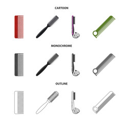 Vector illustration of brush and hair logo. Set of brush and hairbrush vector icon for stock.
