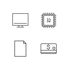business simple outlined icons set