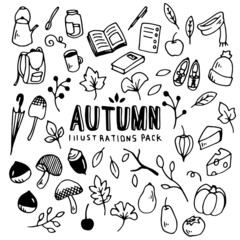 Autumn Illustrations Pack(Elements)/Doodle Clip Art/Hand Drawn