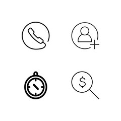 business simple outlined icons set