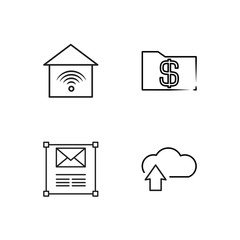 business simple outlined icons set