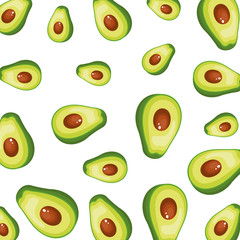fresh avocados halfs pattern
