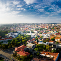Aerial View of Vilnius City Old Town and Cathedral Square