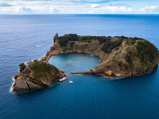Islet of Vila Franca do Campo near San Miguel island, is formed by the crater of an old underwater volcano, Azores archipelago, Portugal. © De Visu