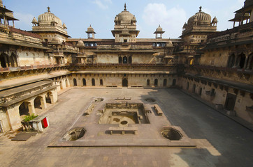 Naklejka premium Interior view of Jahangir Palace. Orchha Palace Fort Complex. Orchha. Madhya Pradesh.