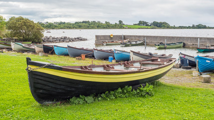 Fototapeta na wymiar Boats at Annaghdown Pier in Ireland