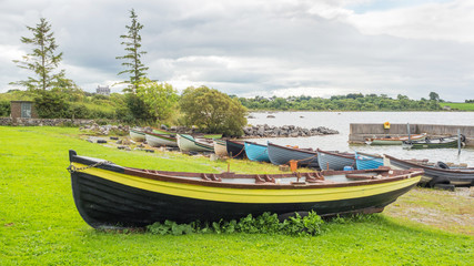 Fototapeta premium Boats at Annaghdown Pier in Ireland