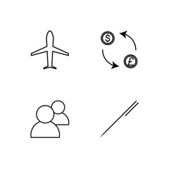 business simple outlined icons set