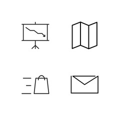 business simple outlined icons set