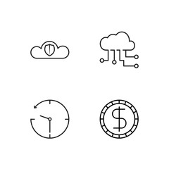 business simple outlined icons set