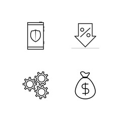 business simple outlined icons set