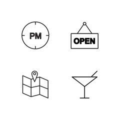 business simple outlined icons set