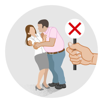 Woman who is being embraced by the man forcibly - Sexual harassment concept art
