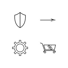 business simple outlined icons set