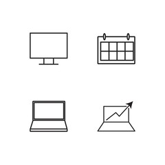 business simple outlined icons set