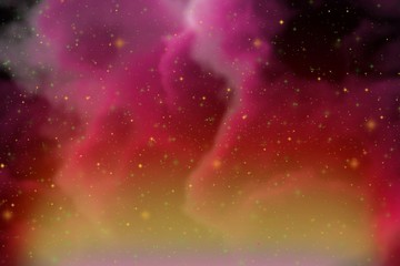 Abstract dynamic fantasy pink space and stars colorful background with sparks and clouds