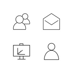 business simple outlined icons set