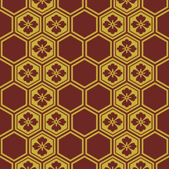 Japanese Burgundy and Gold Flower Pattern