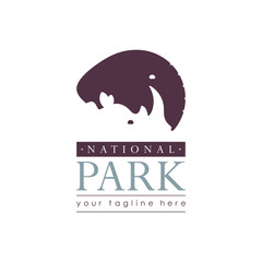 Silhouette of elephant and rhino logo template. Beautiful logo for zoos, nature reserves and national parks. Vector illustration.