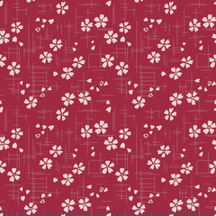 Japanese Red Cherry Blossom Flowers Pattern