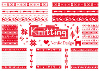 ノルディック柄の壁紙・ライン・枠セット