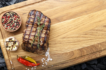 cooked steak place for text