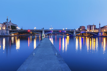 Obraz premium Panorama of Liege along Meuse River