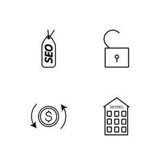 business simple outlined icons set