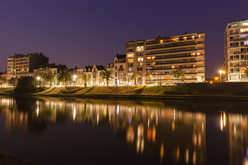 Fototapeta na wymiar Panorama of Liege along Meuse River