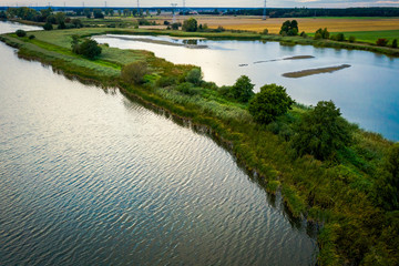 Fototapeta na wymiar View from above on water ponds, Poland.