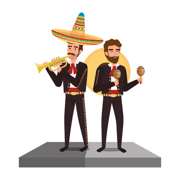 Traditional Mexican Mariachis Characters