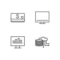 business simple outlined icons set