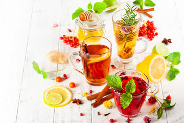 Assorted of healthy medical drinks.