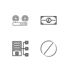 business simple outlined icons set