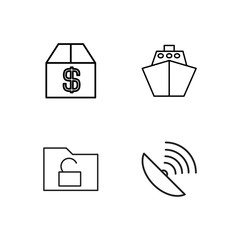 business simple outlined icons set