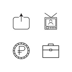 business simple outlined icons set