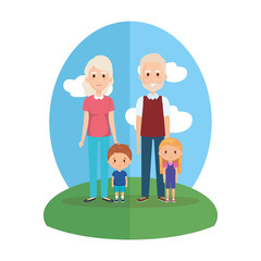 Obraz na płótnie Canvas grandparents with grandson and granddaughter