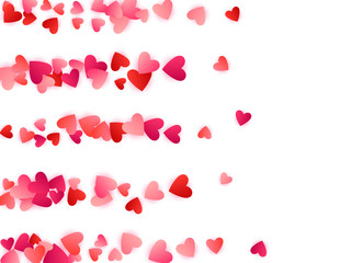 Red flying hearts bright love passion vector background.