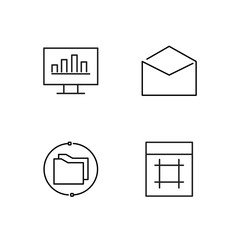 business simple outlined icons set