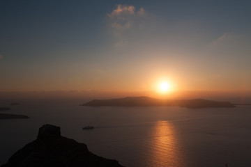 Sunset in Imerovigli in Santorini in Greece
